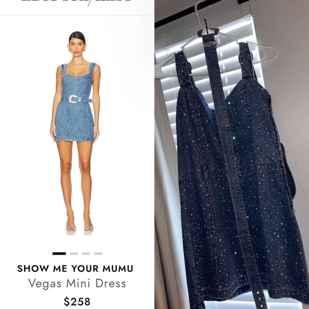 Show Me Your MuMu Sparkling Denim Mini Dress